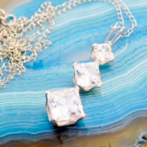 Sapphire Past Present Future Pendant Necklace